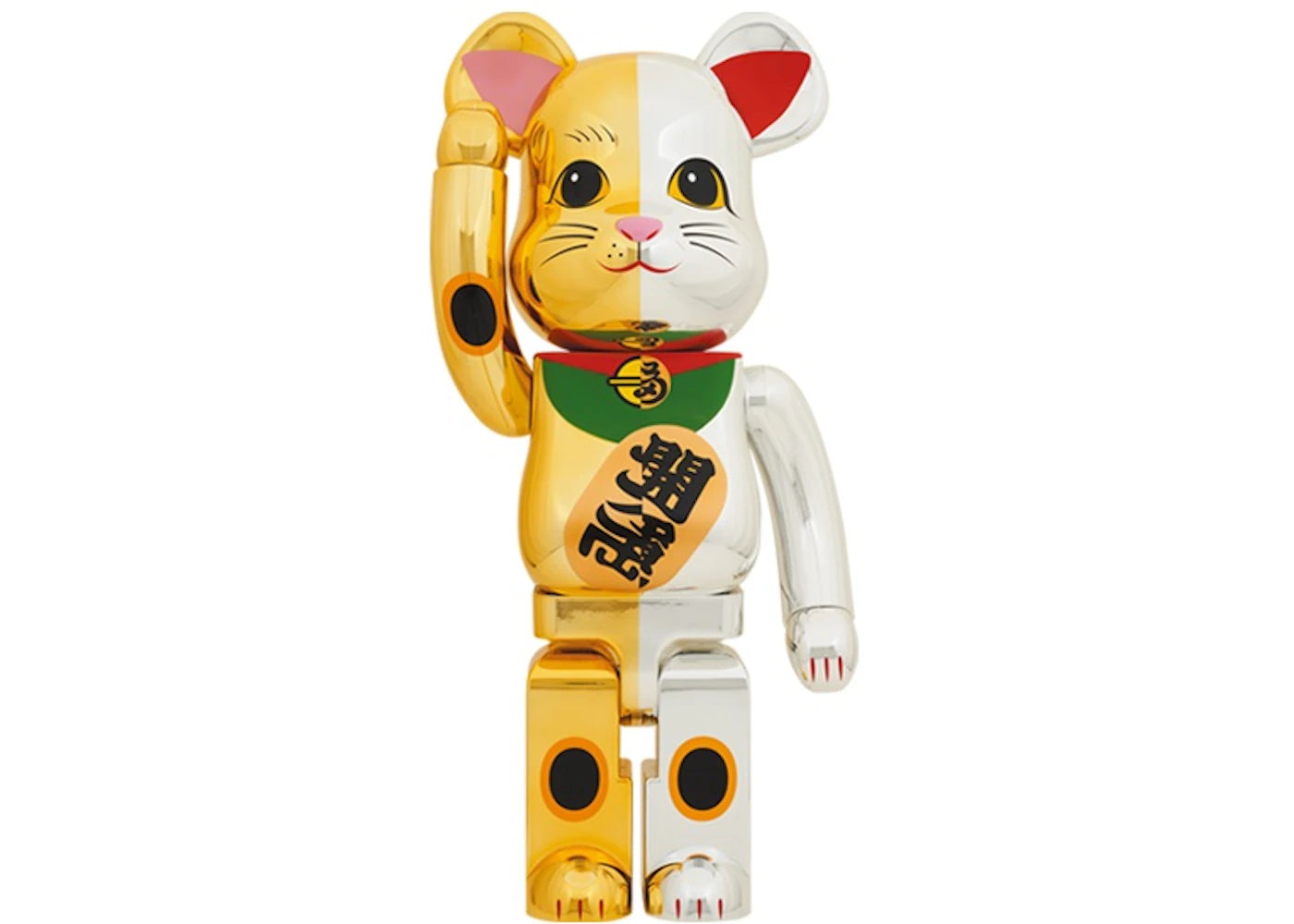 Bearbrick Lucky Cat Ten Million Gold x Good Luck Silver 1000%-Gold/Silver