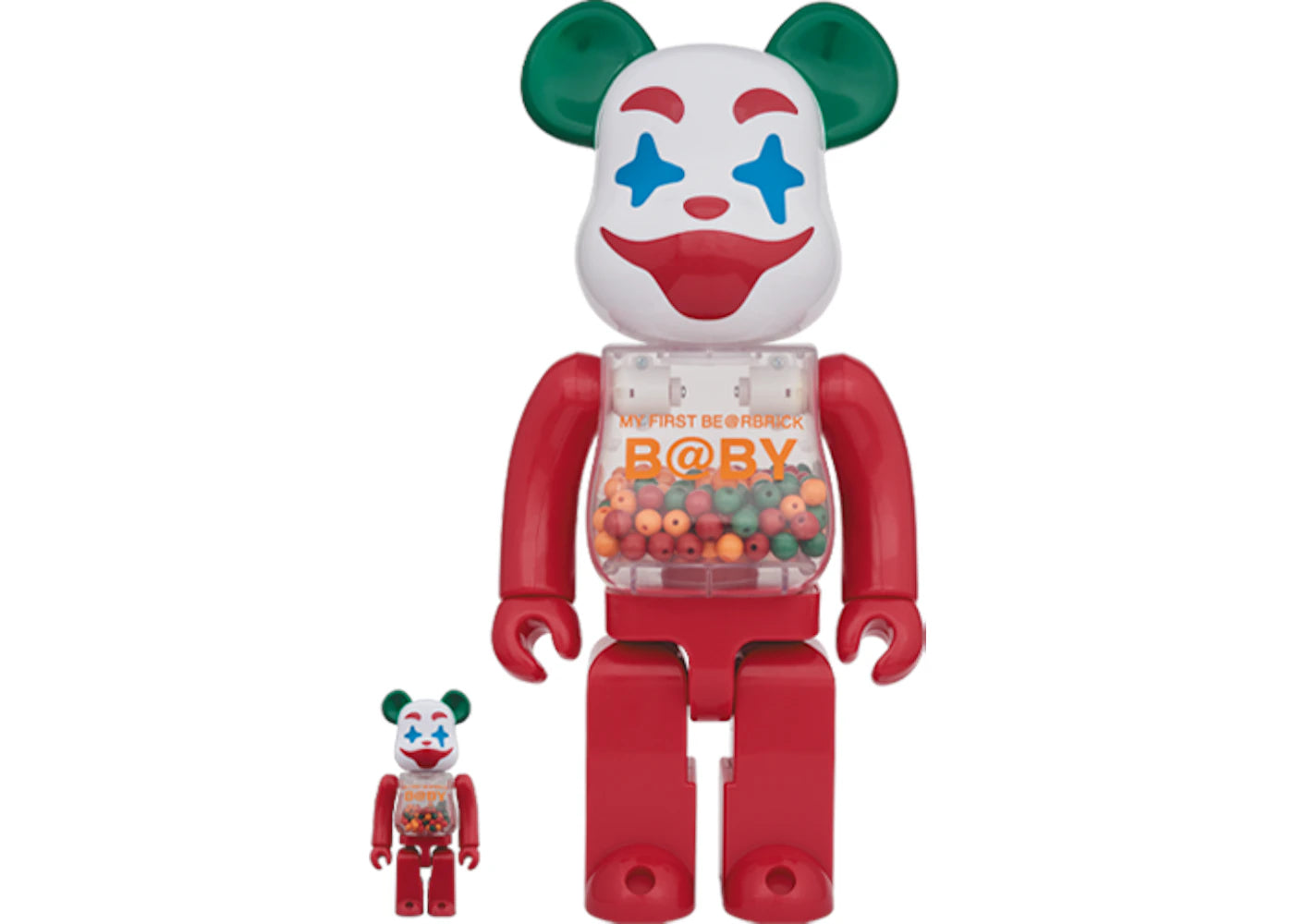 Bearbrick MY FIRST BE@RBRICK Jester Ver. 100% & 400% Set-Red Multicolor
