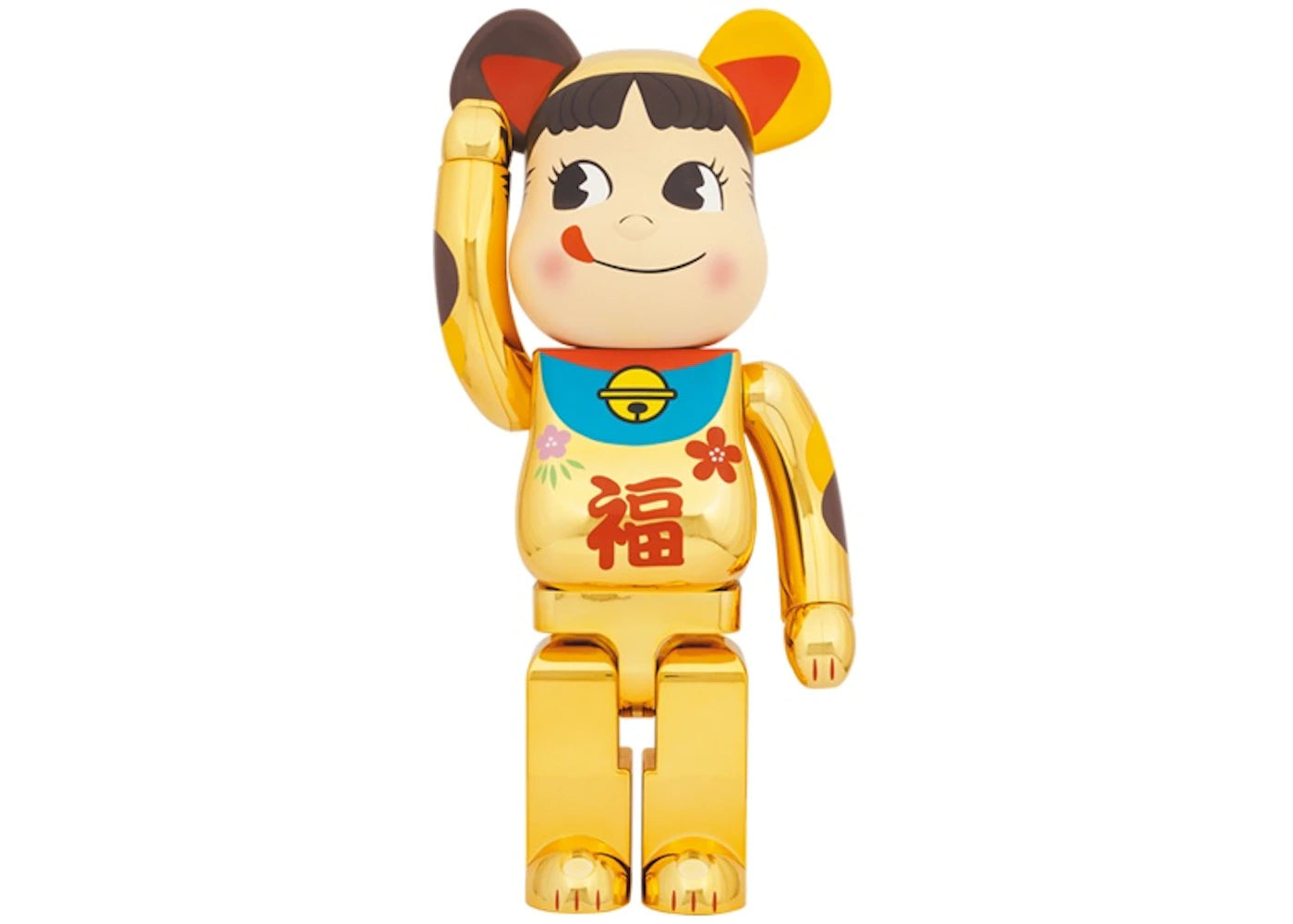 Bearbrick Maneki Neko Peko-chan Fuku 1000%-Gold Plated