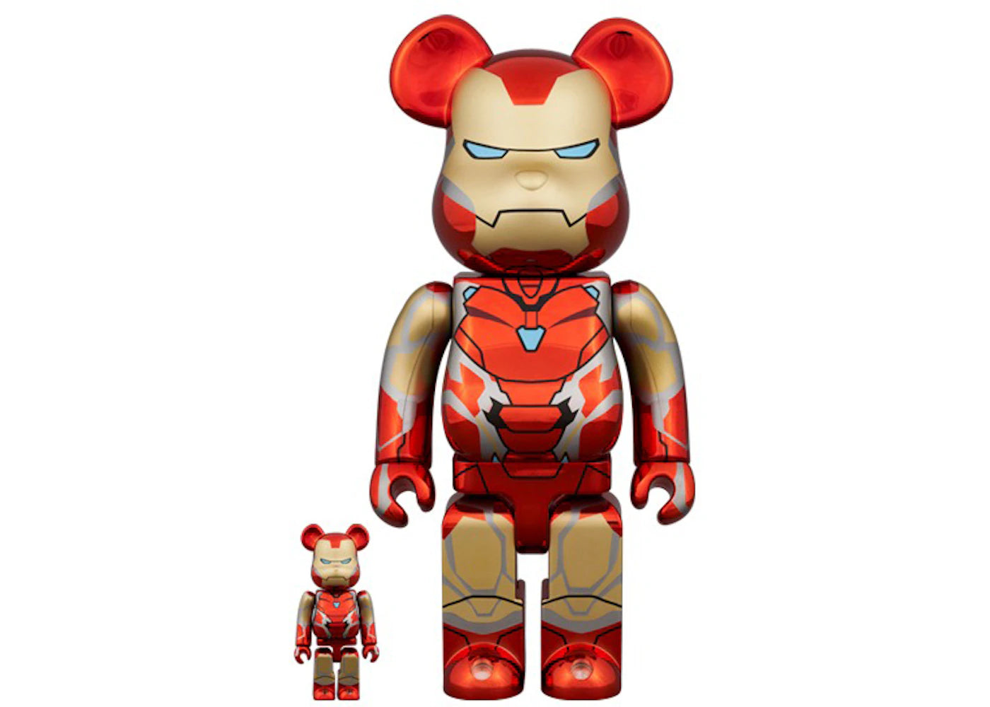Bearbrick Marvel The Infinity Saga Iron Man Mark85 100% & 400% Set-Chorme