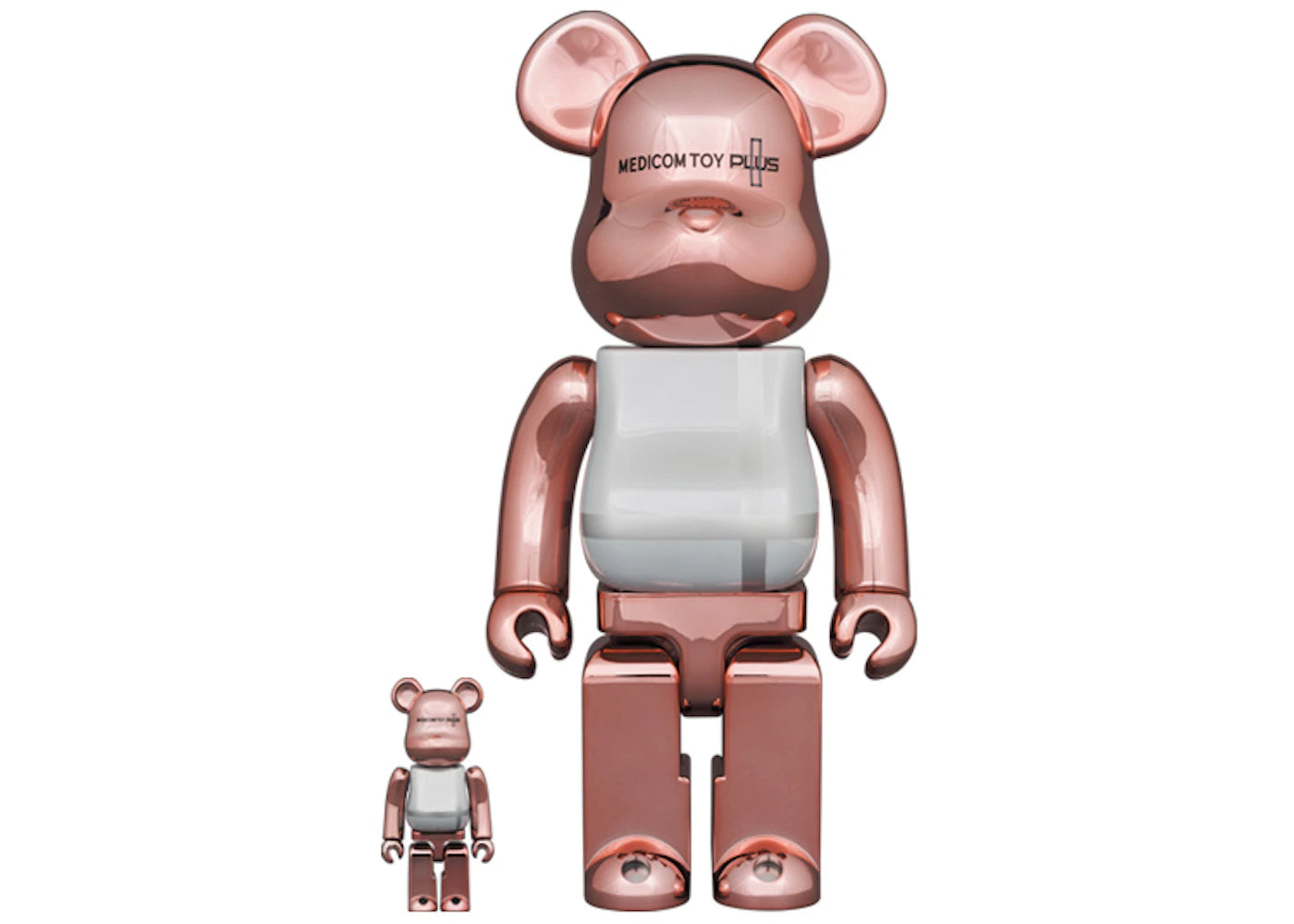 Bearbrick Medicom Toy Plus 100% & 400% Set-Pink Gold Chrome Ver.