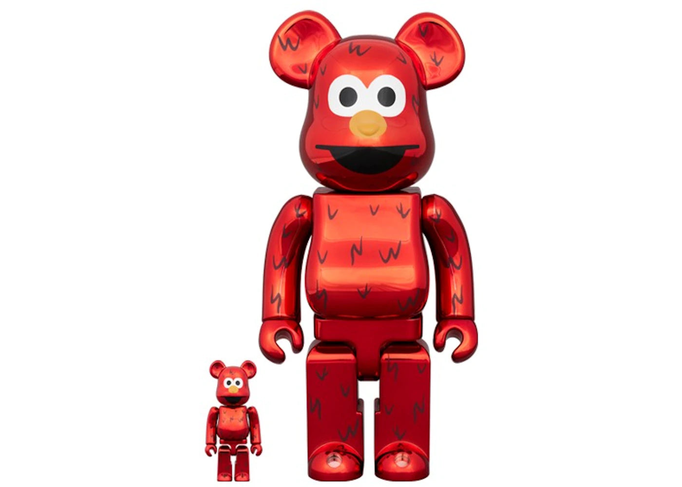 Bearbrick Sesame Street Elmo 100% & 400% Set-Chrome
