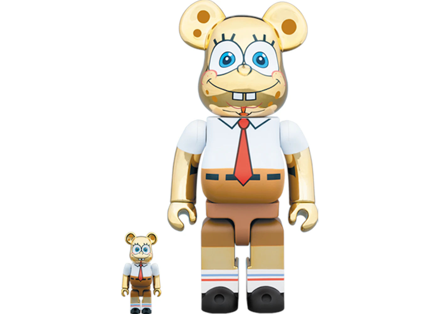 Bearbrick Spongebob Gold Chrome 100% & 400% Set-Gold