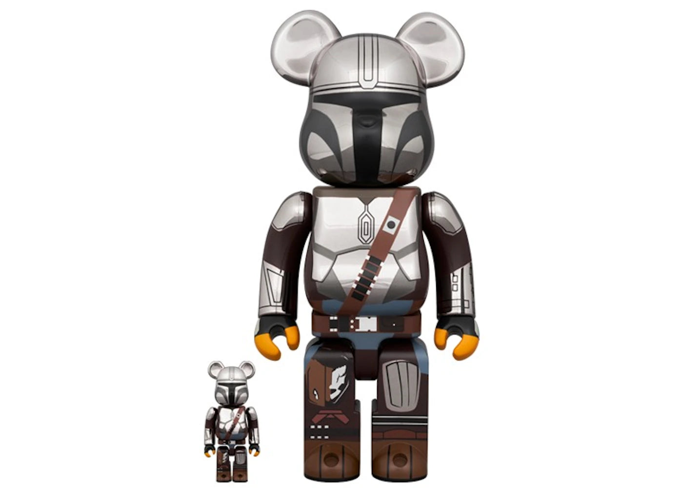 Bearbrick Star Wars The Mandalorian 100% & 400% Set-Chrome