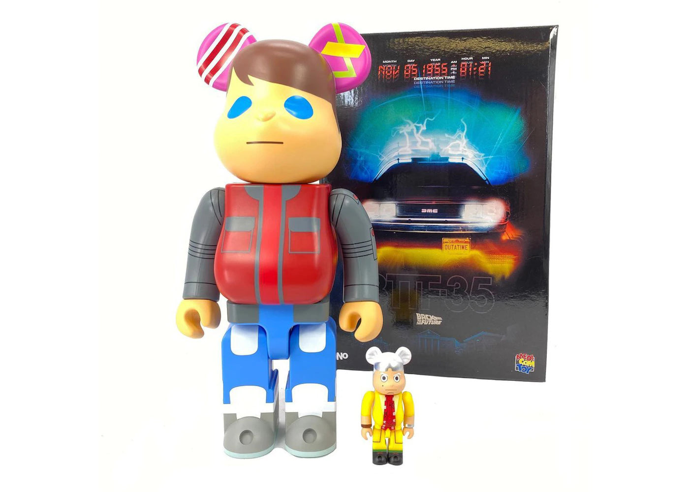 Bearbrick kaNo x Medicom Back to The Future Designer Con Marty and Doc 100% & 400% Set-