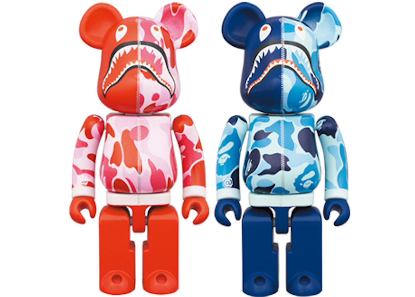 Bearbrick x BAPE ABC Camo Shark Chogokin 200% Set of 2-Pink/Blue