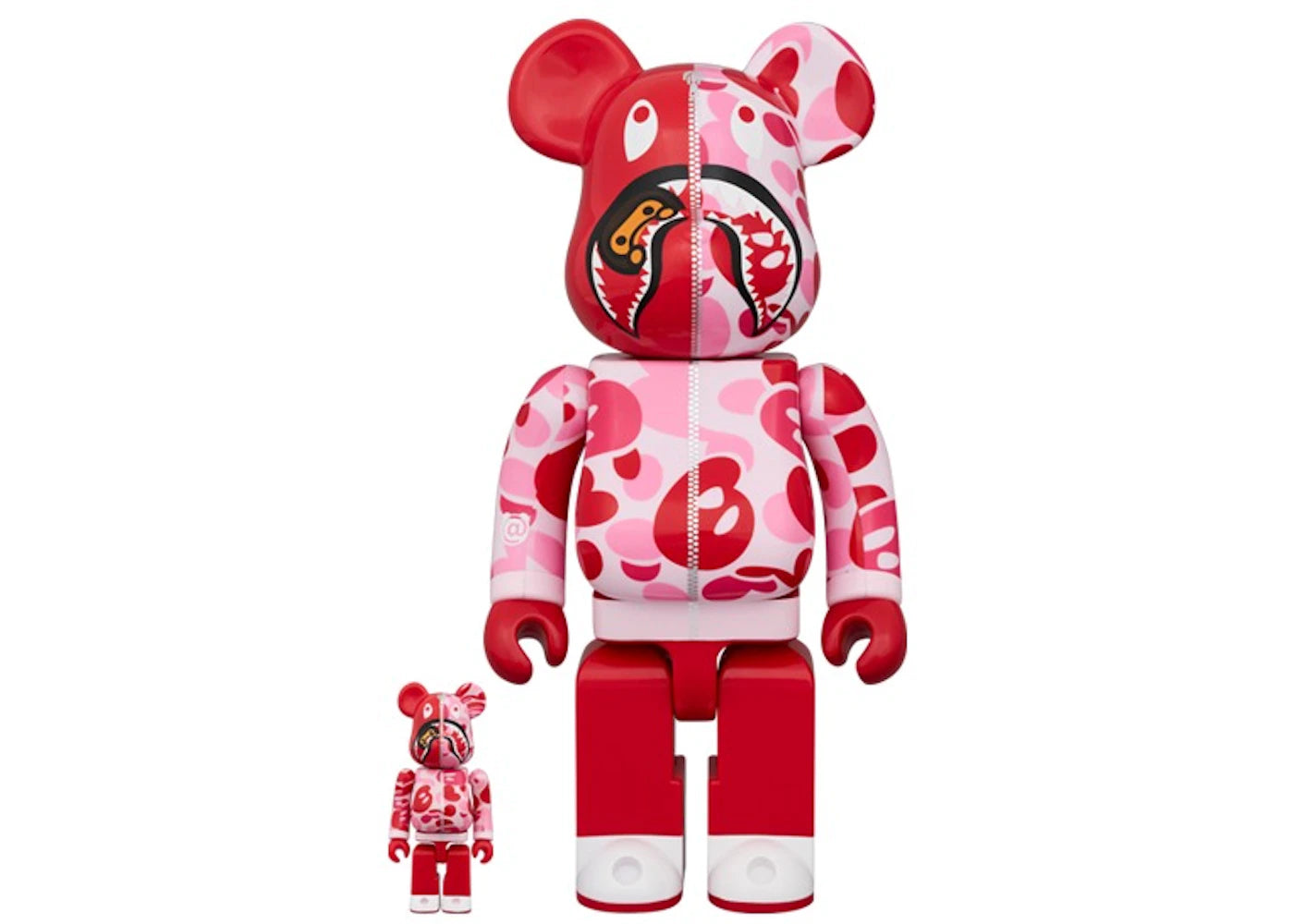 Ensemble Bearbrick x BAPE Baby Milo(R) Camo Shark 100 % et 400 % - Rose