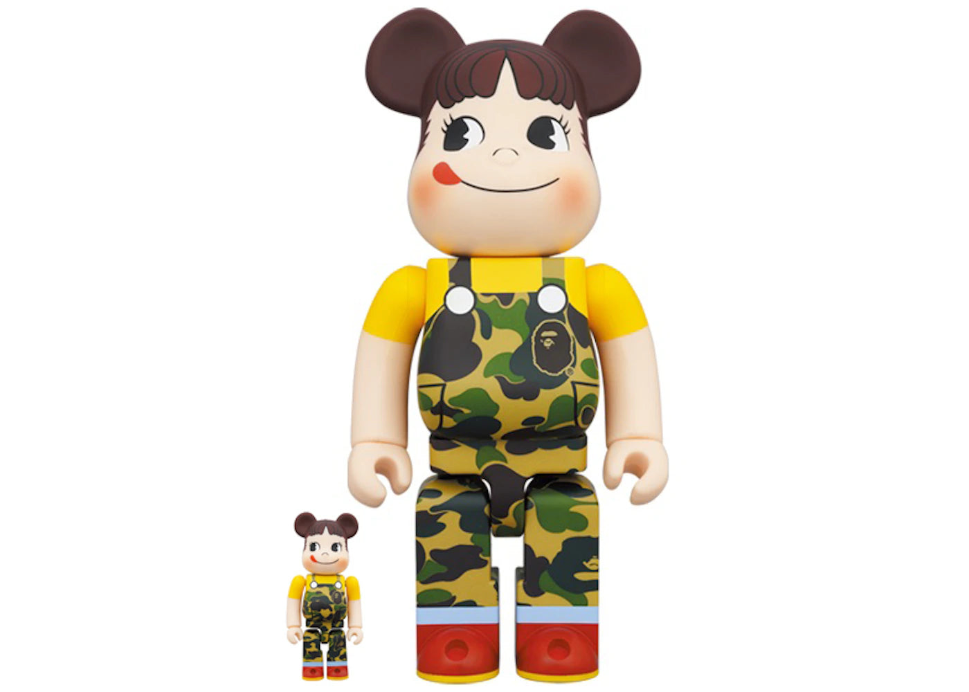 Bearbrick x BAPE Peko-chan Set 100% &amp; 400% - Camouflage vert