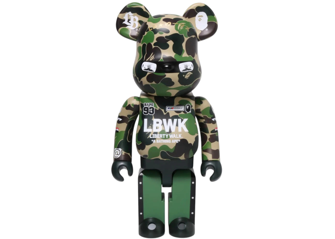 Bearbrick x BAPE XLBWK Livaken Knu ABC Camo 1000% Vert
