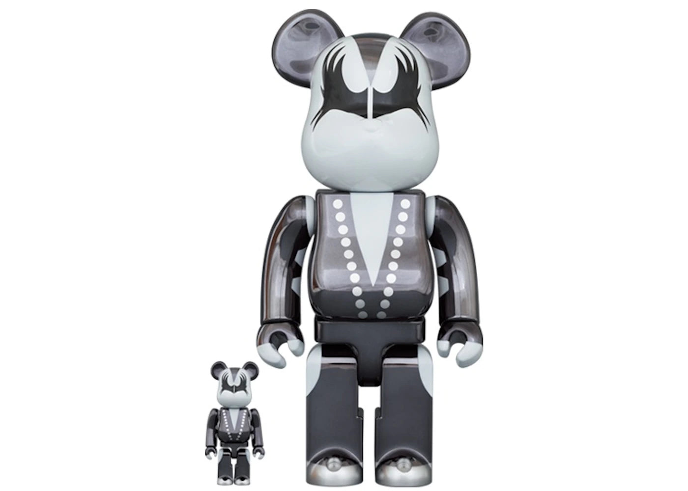 Bearbrick x KISS Demon 100% & 400% Set Chrome Ver. - main view