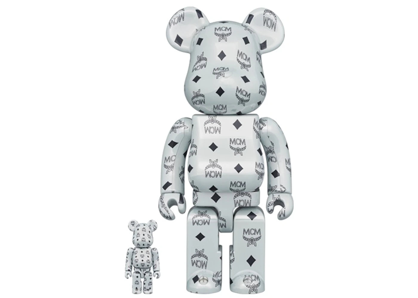 Bearbrick x MCM 100% & 400% Set-White Chrome Ver.