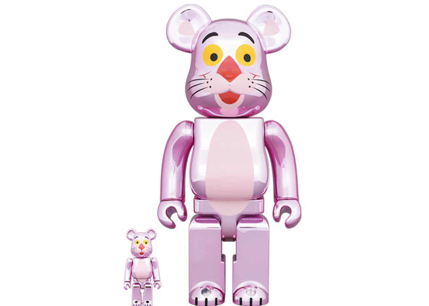 Bearbrick x Pink Panther 100% & 400% Set-Chrome Ver.