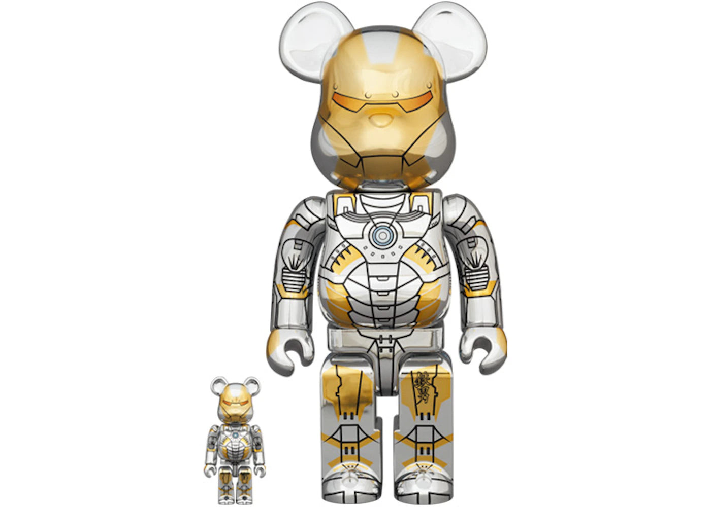 Bearbrick x Sorayama x Marvel Iron Man 100% & 400% Set-