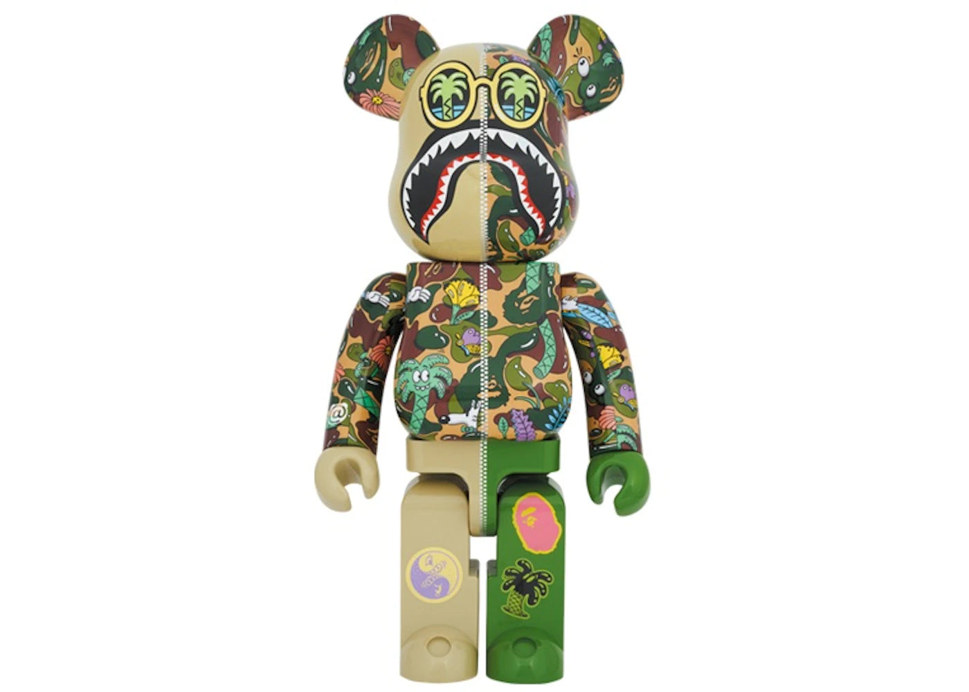 Bearbrick x Steven Harrington x BAPE Shark 1000% Camouflage Vert