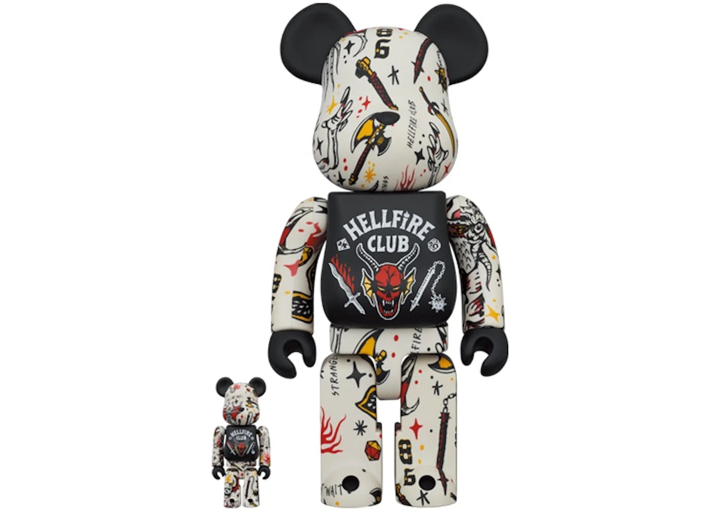 Bearbrick x Stranger Things Hellfire Club 100% & 400% Set-