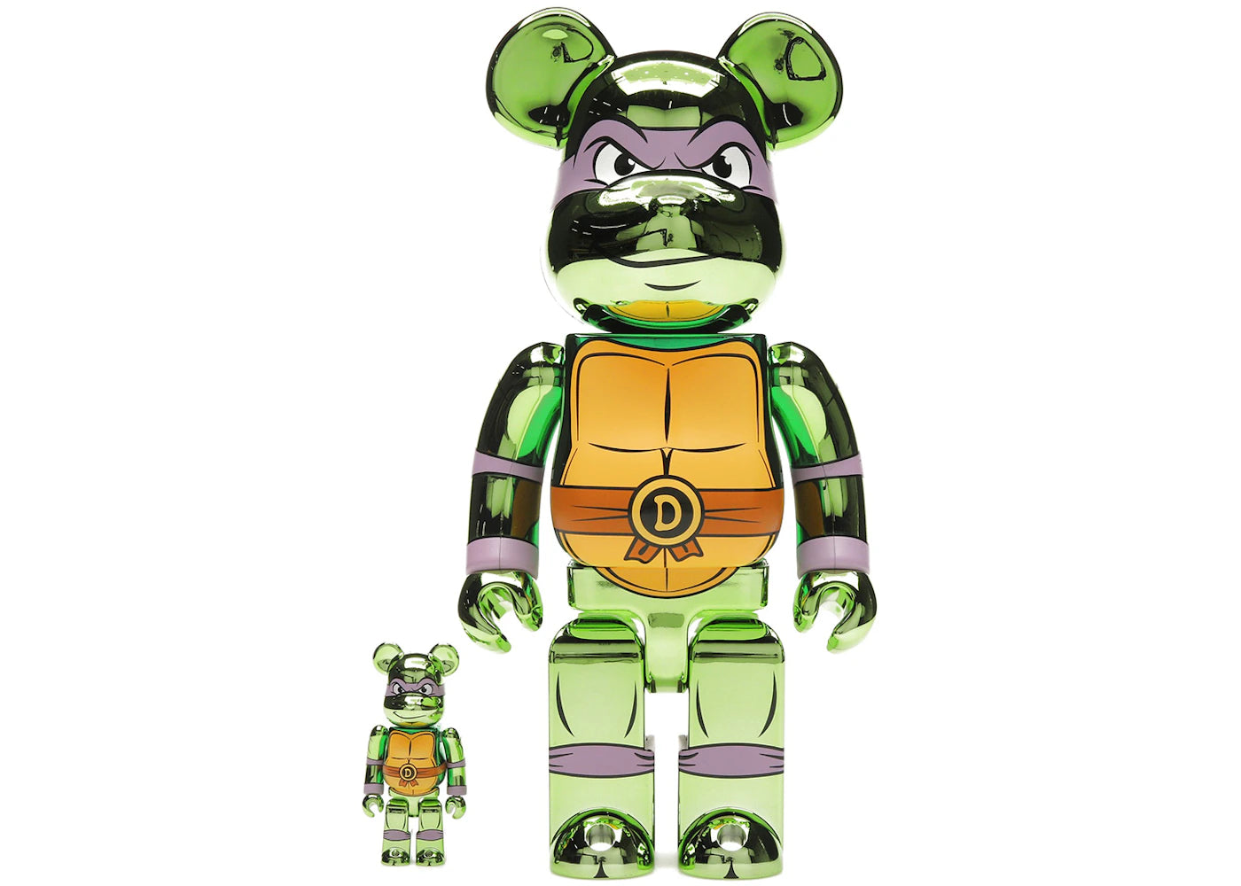Bearbrick x Teenage Mutant Ninja Turtles Donatello 100% & 400% Set-Chrome Ver.