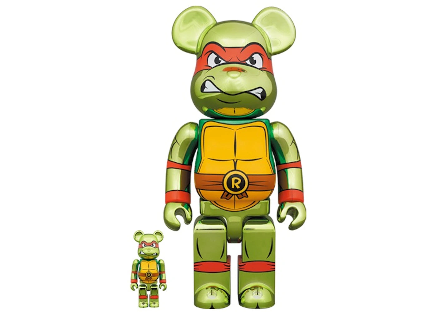 Bearbrick x Teenage Mutant Ninja Turtles Raphael Chrome 100% & 400% Set-