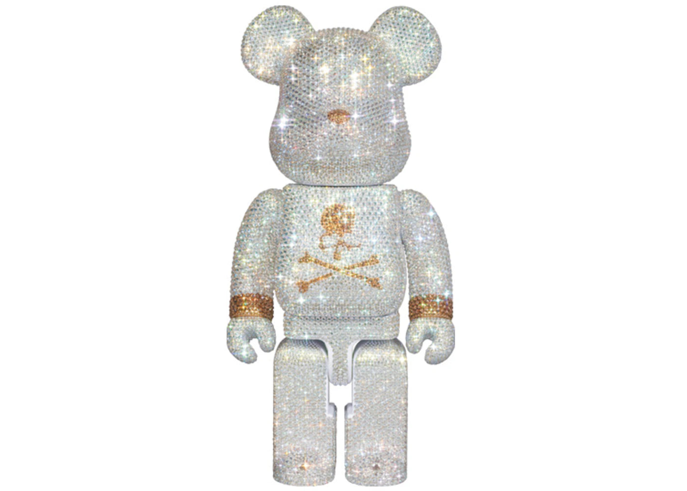 Bearbrick x mastermind JAPAN Crystal Decorate 400%-White & Gold Ver.