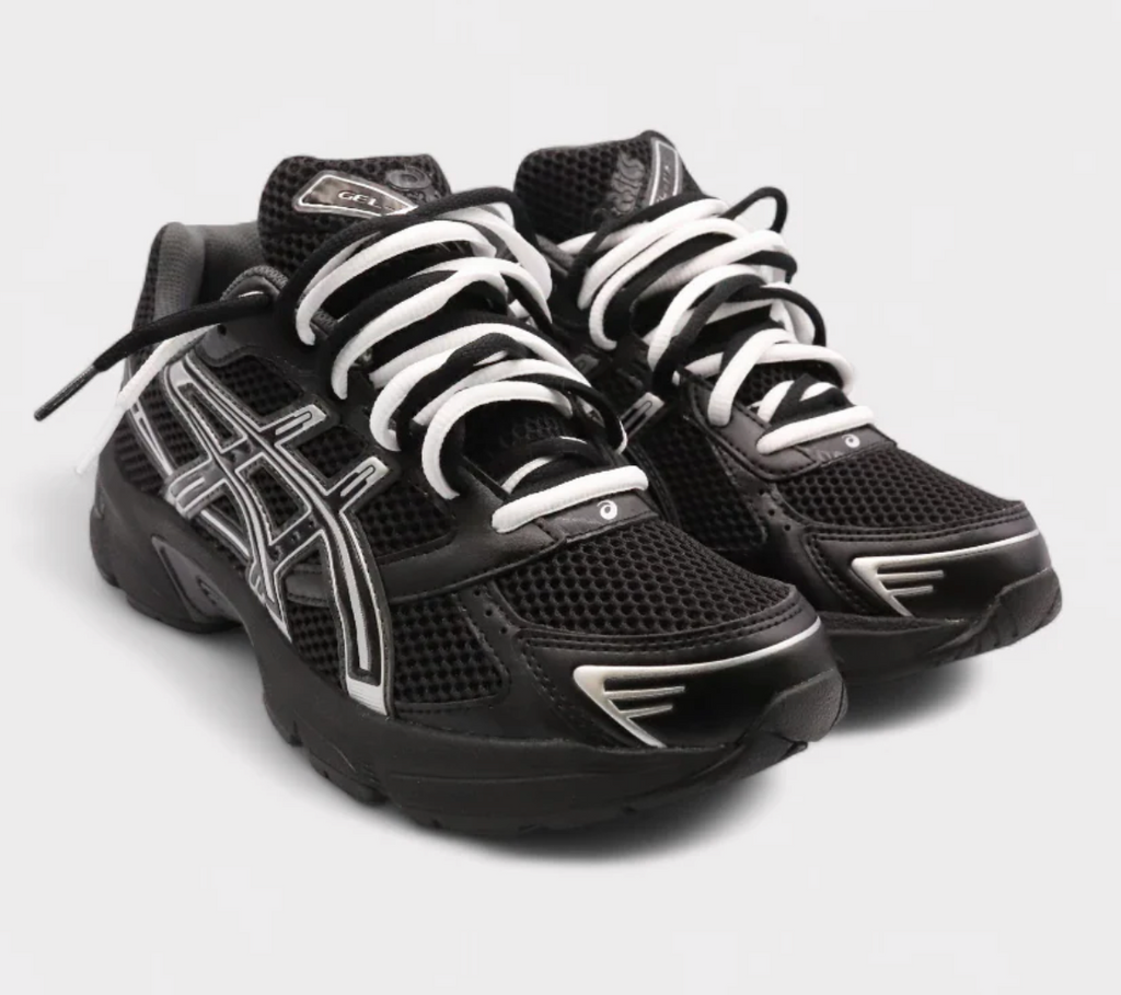 ASICS Gel-1130 Black Pure Silver Double Laces 