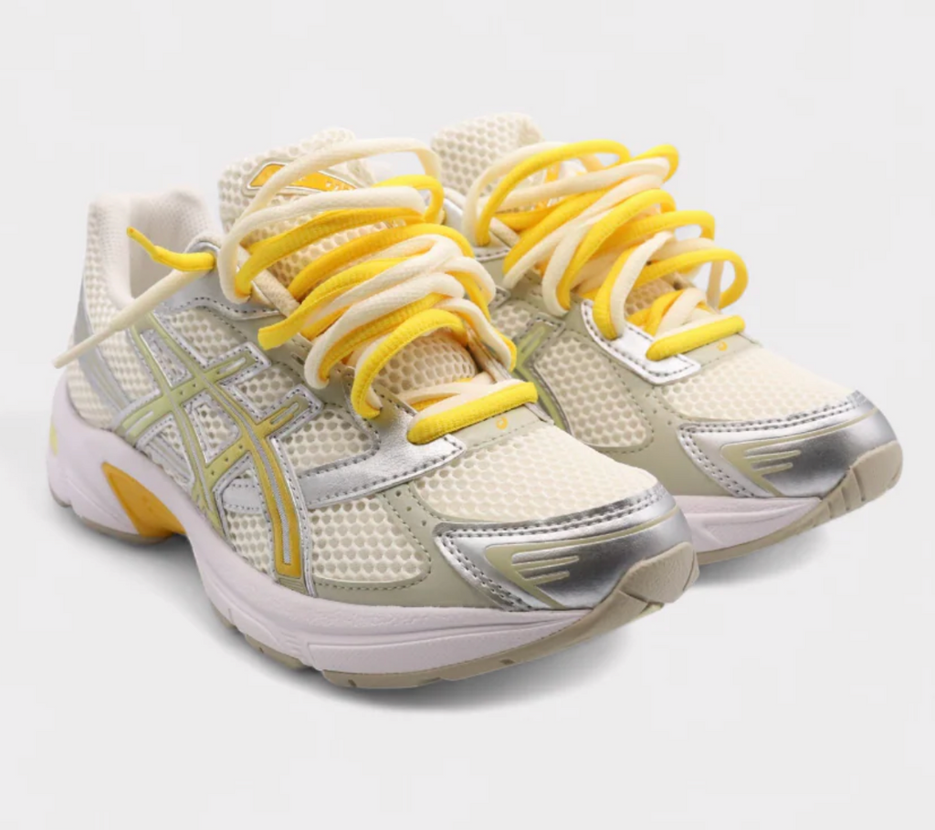 Lacets doubles ASICS Gel-1130 Crème Argent Pur Jaune 