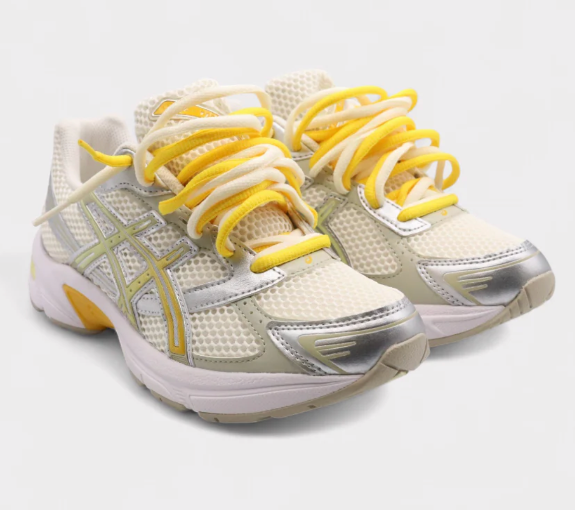 Lacets doubles ASICS Gel-1130 Crème Argent Pur Jaune 