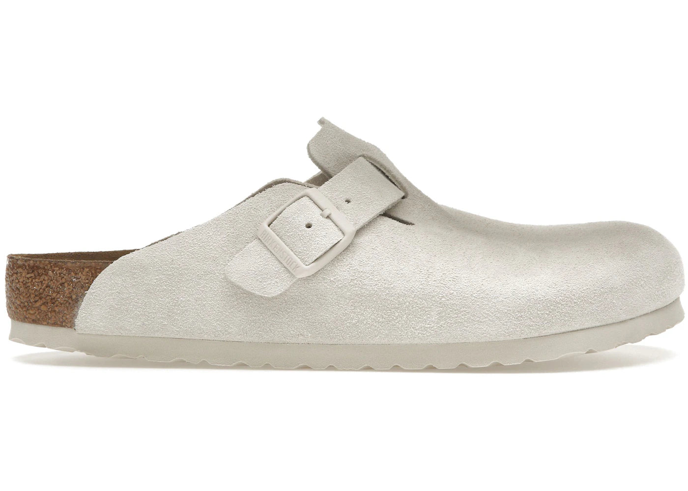 Birkenstock Boston Soft Footbed-Suede Antique White