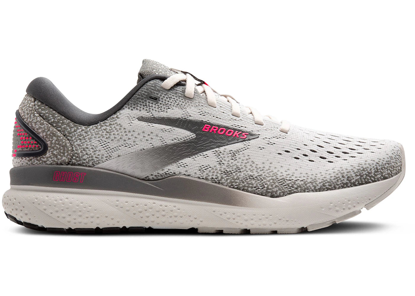 Brooks Ghost 16 Grey Gargoyle Pink