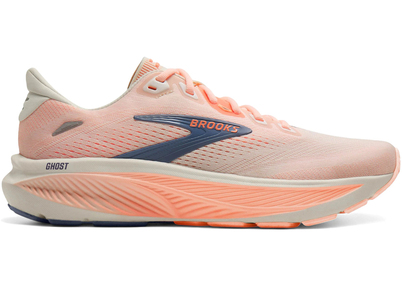 Brooks Ghost 18 Star White Cyber Peach Grey