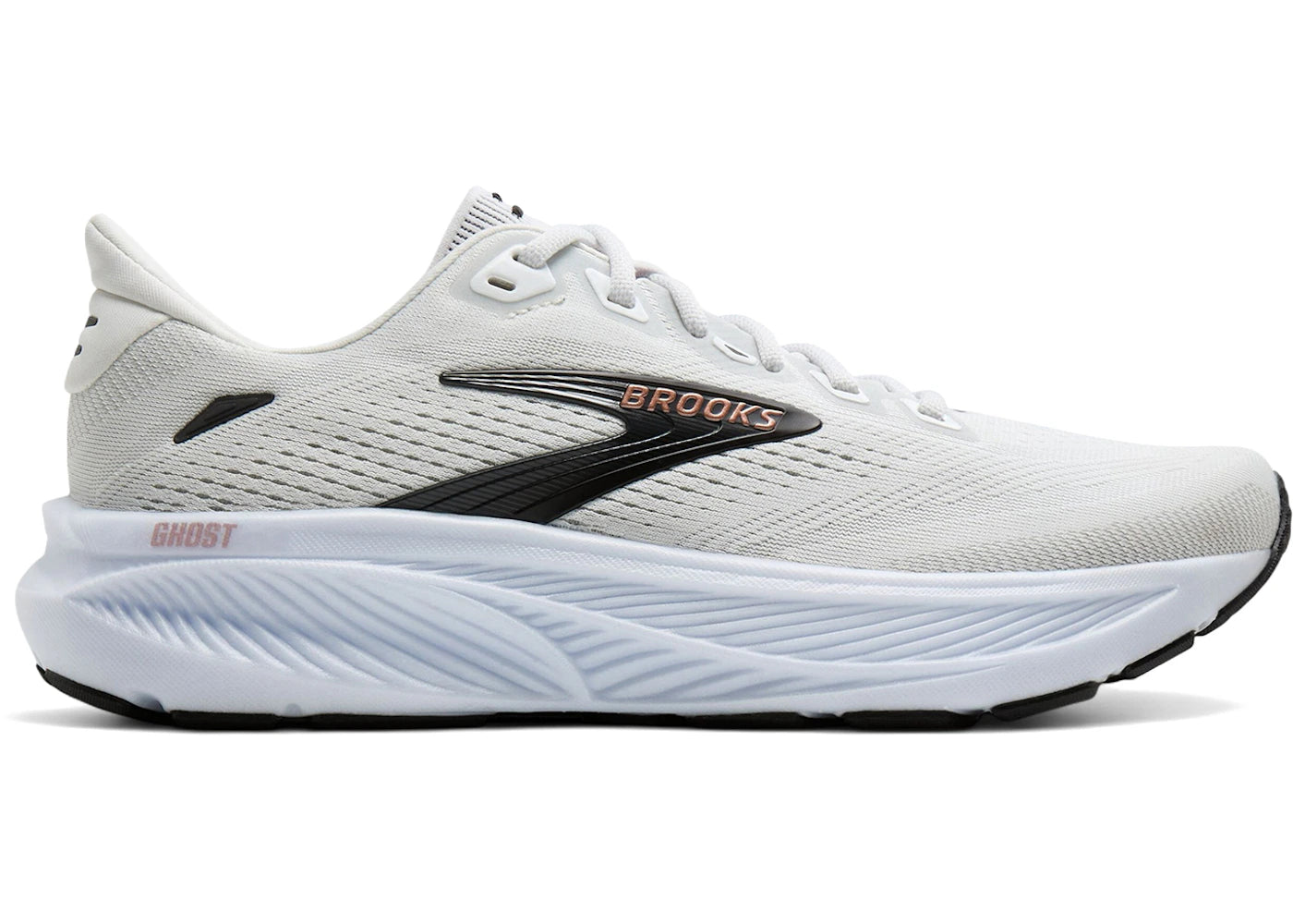 Brooks Ghost 18 White Black Rose Gold