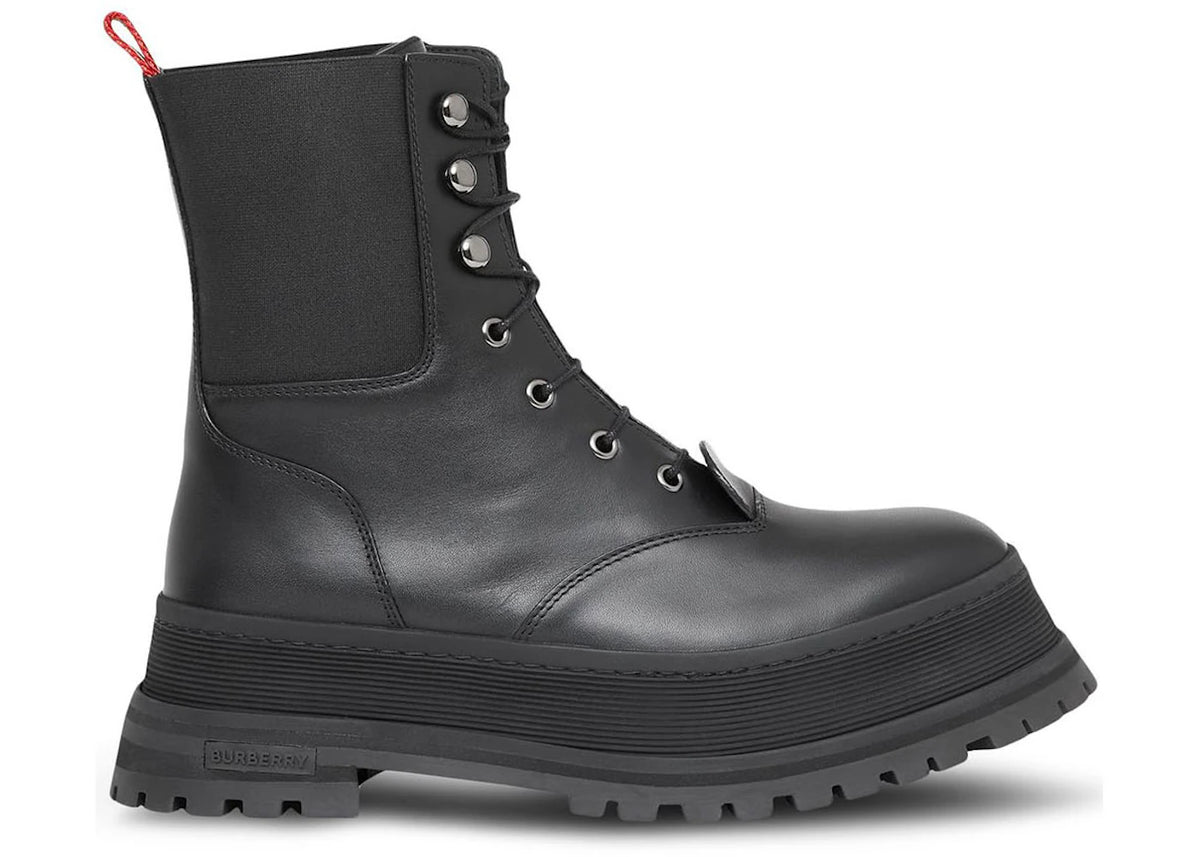 Burberry Iconic Strip Chunk Boots Black Leather - main view
