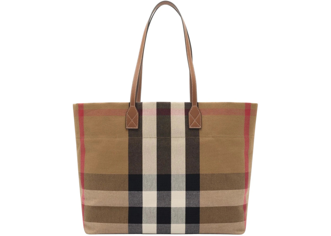 Burberry London Check Canvas Medium Tote Bag Beige - main view