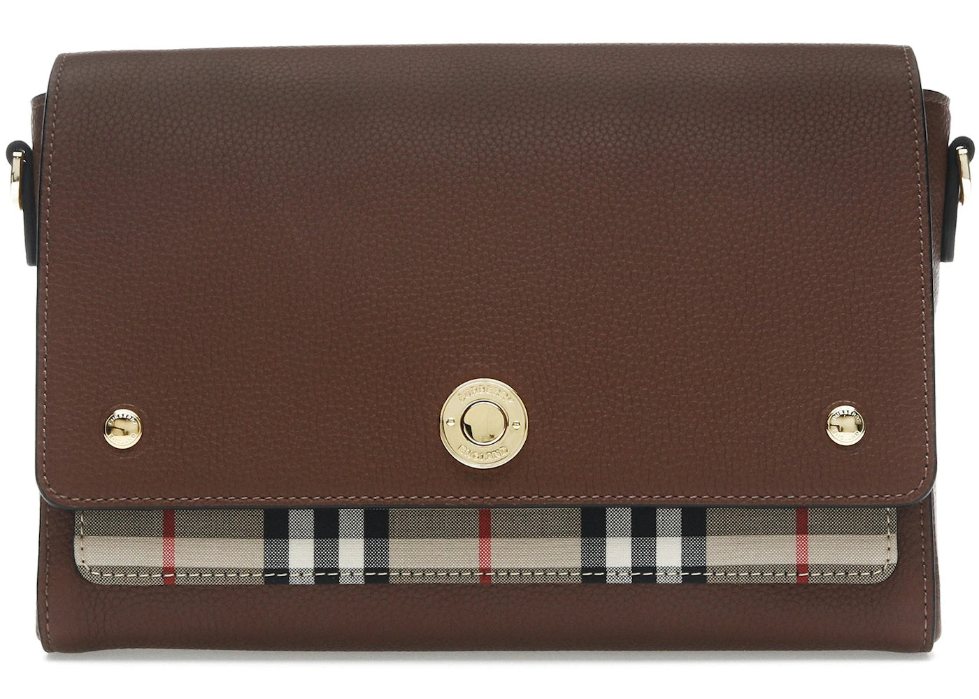 Burberry Vintage Check and Leather Note Crossbody Bag Tan - main view
