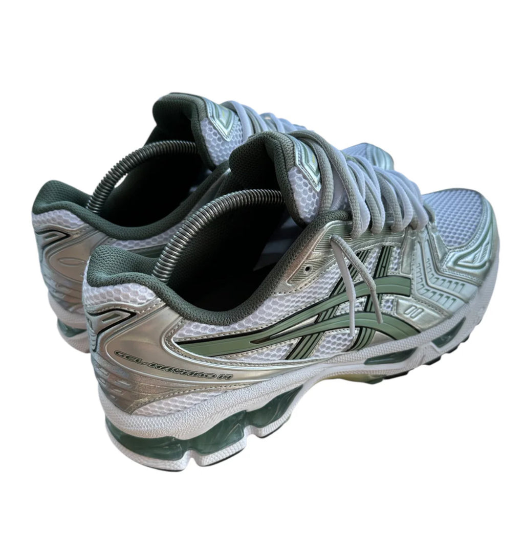 ASICS Gel-Kayano 14-White Pure Silver Slate Grey Sage Double Laces