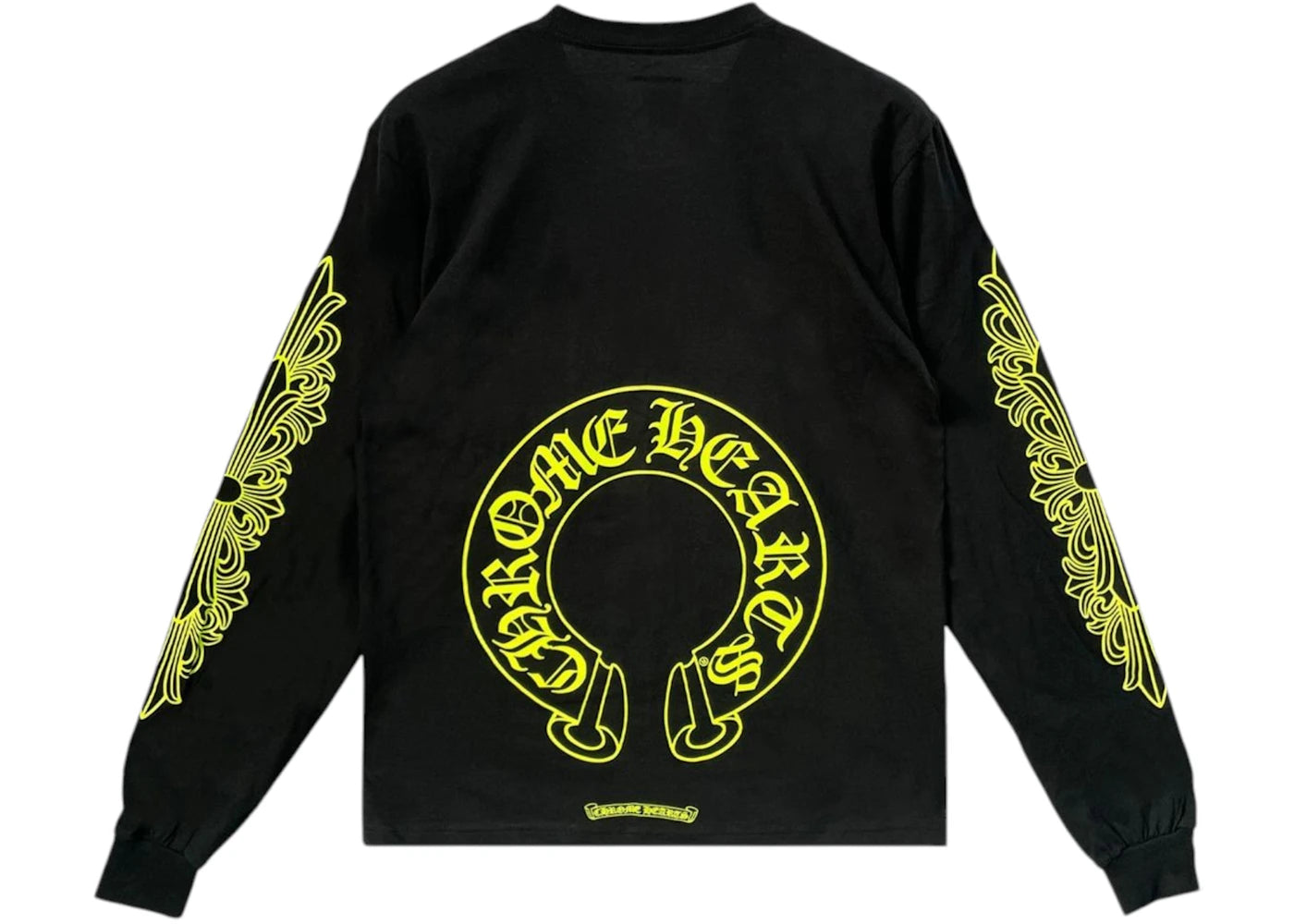 Chrome Hearts Neon Yellow Horseshoe Long Sleeve Tee Black/Neon - main view