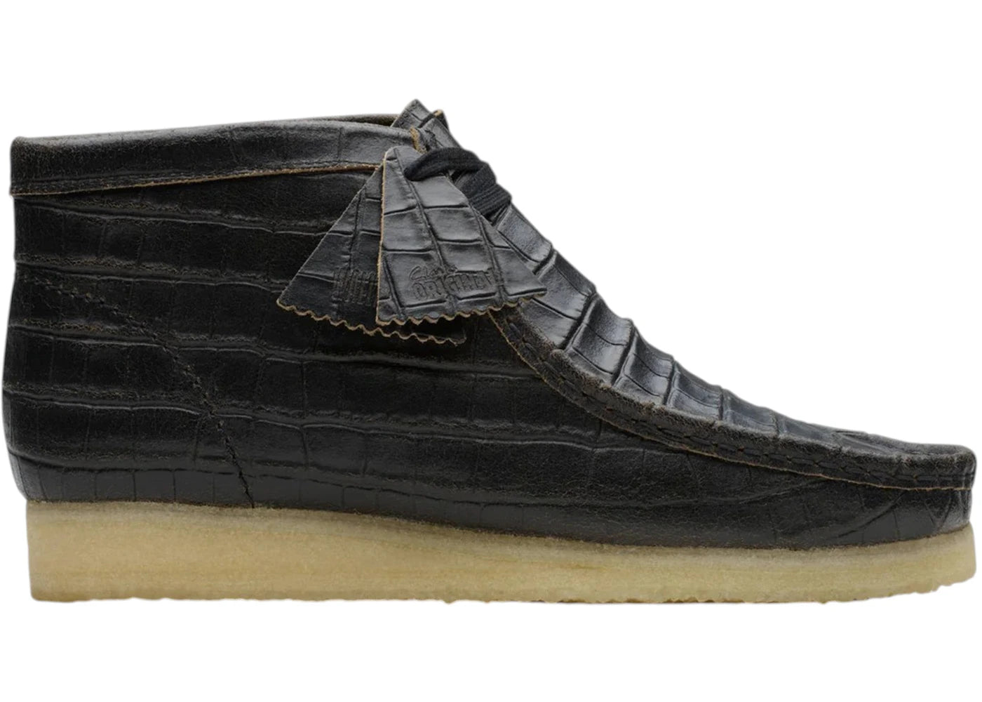 Clarks Originals Wallabee Boot Croc Distress Tokyo Black