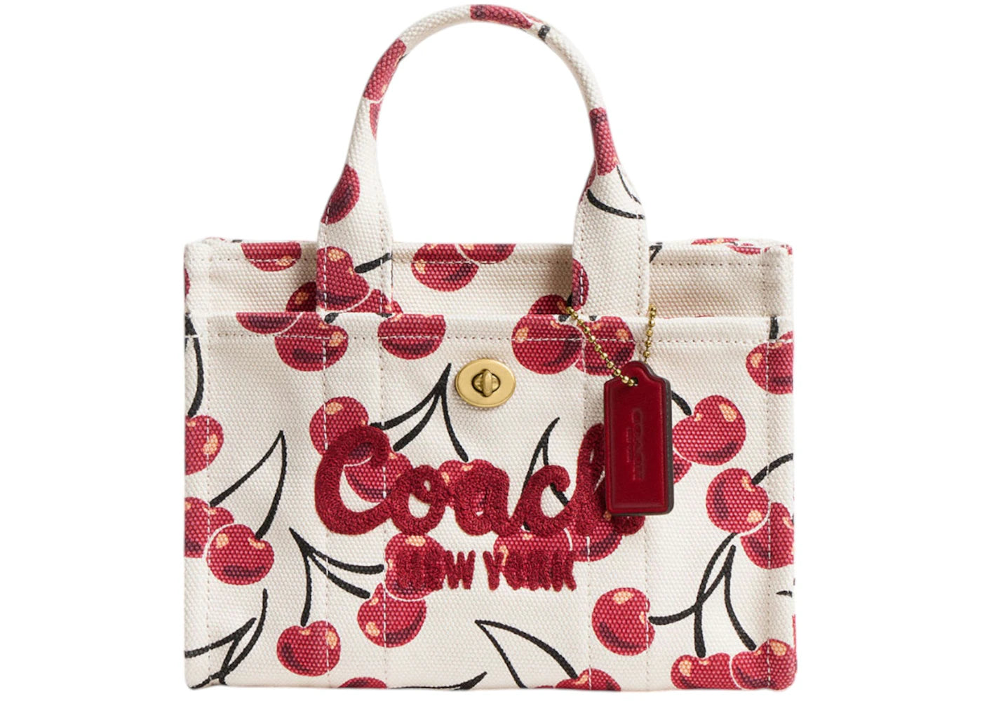 Coach Cargo Tote Bag 20 Cherry Print Canvas/Brass/Chalk Multi - main view