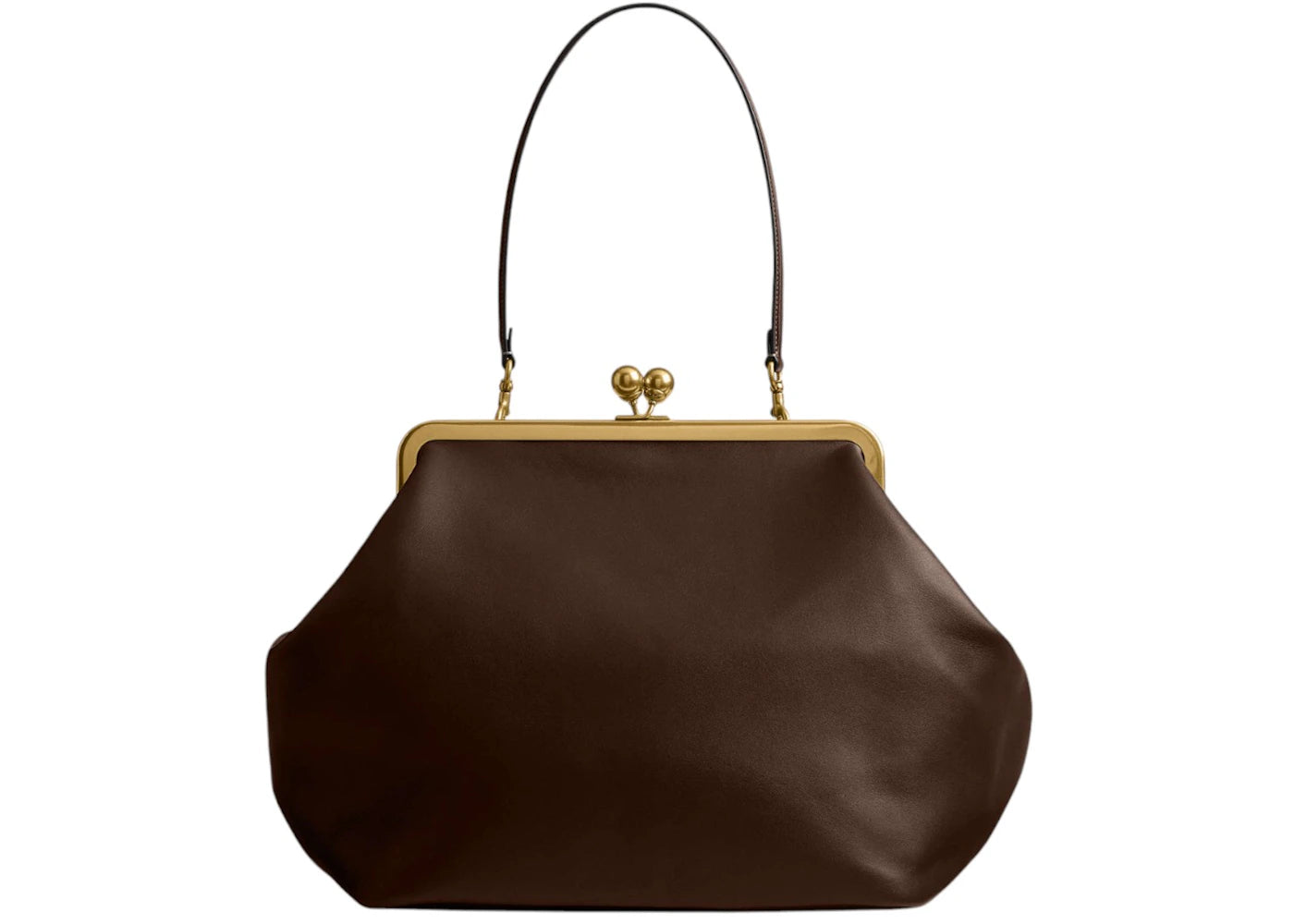 Coach Large Kisslock Frame Bag Brass/Dark Brown - main view