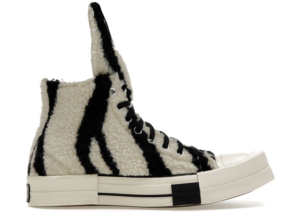 Converse TURBODRK Chuck Taylor All Star 70 Hi Rick Owens DRKSHDW Sherpa Zebra Print White Black - main view