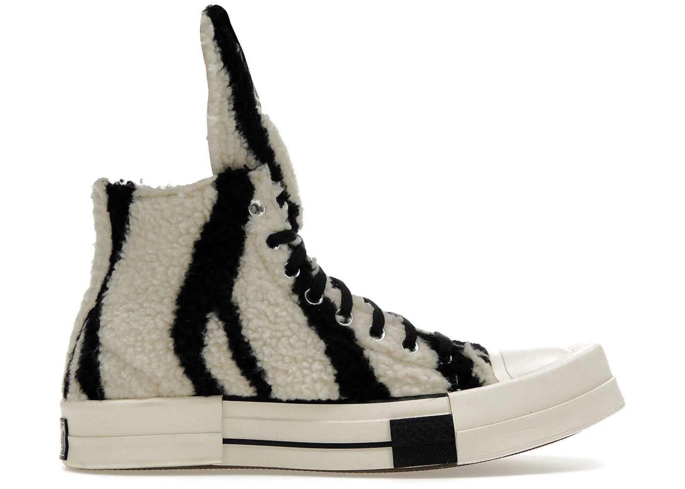 Converse TURBODRK Chuck Taylor All Star 70 Hi-Rick Owens DRKSHDW Sherpa Zebra Print White Black