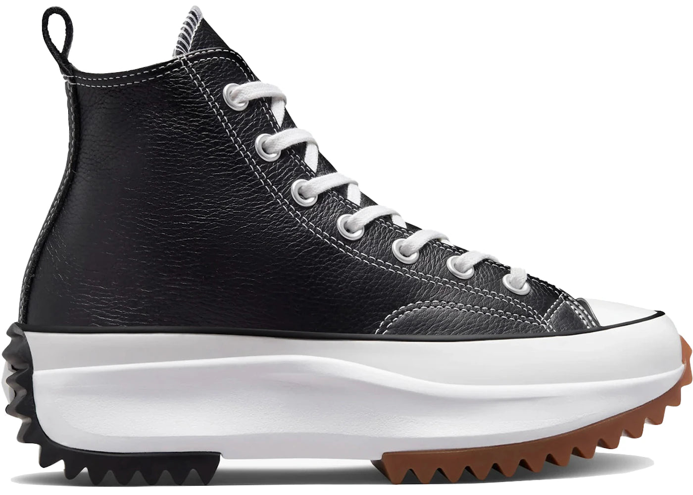 Converse Run Star Hike montantes en cuir noir et blanc