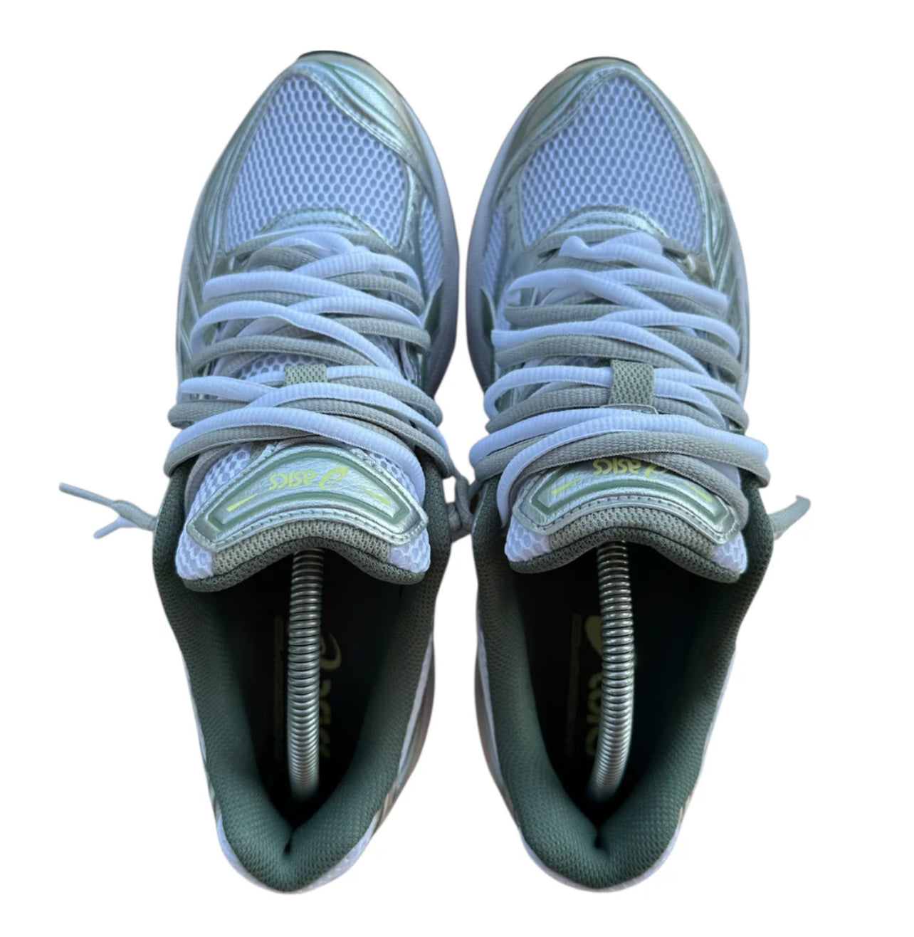 ASICS Gel-Kayano 14-White Pure Silver Slate Grey Sage Double Laces