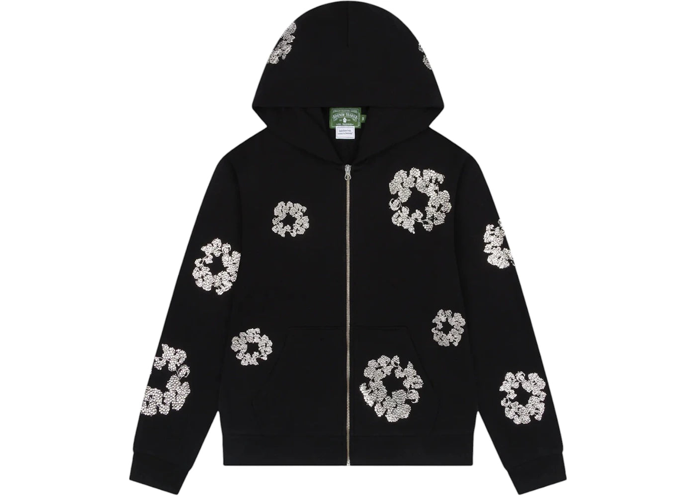 Denim Tears Cashmere Swarovski Cotton Wreath Zip Hoodie-Black