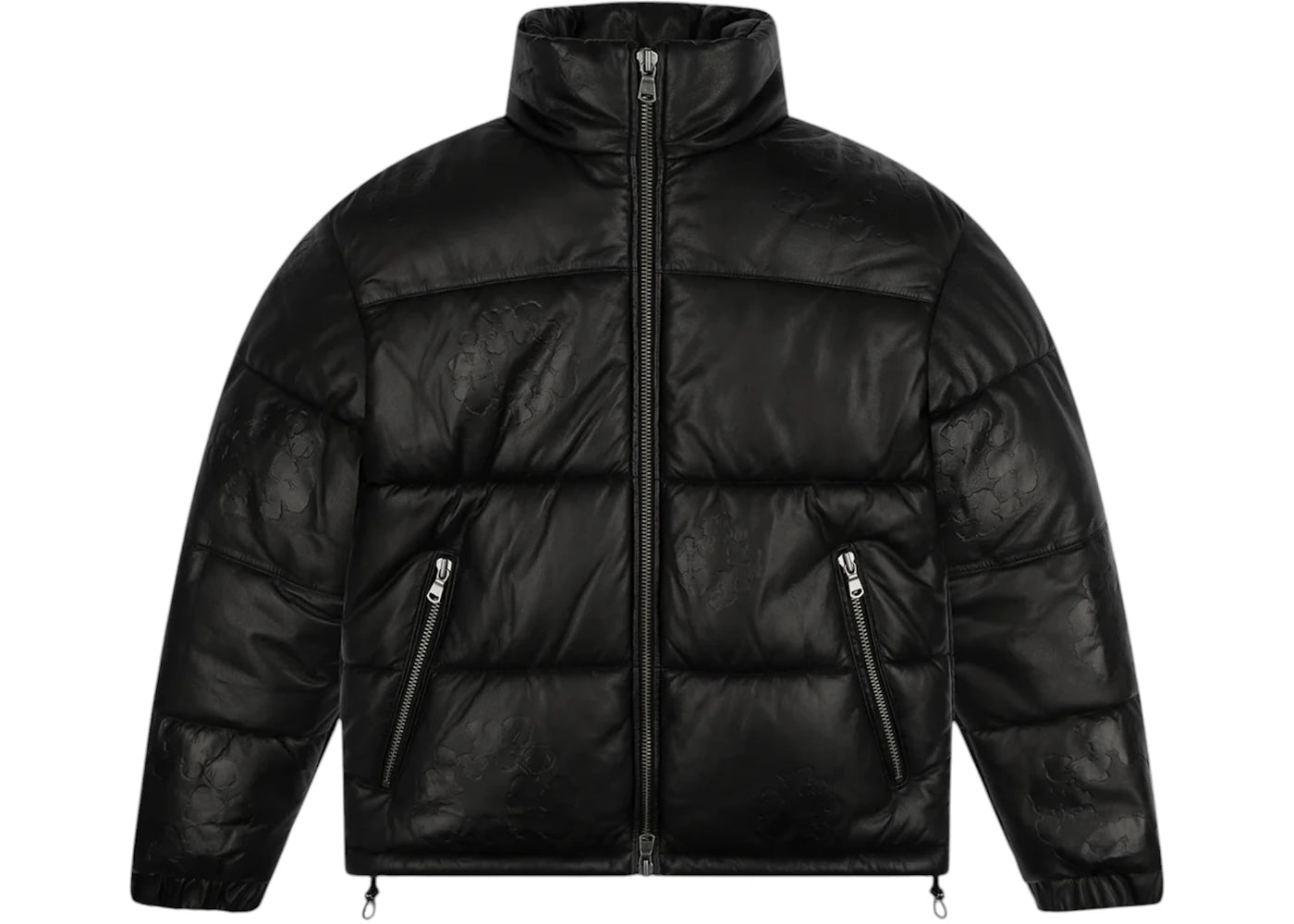 Denim Tears Leather Embossed Wreath Puffer Jacket-Black