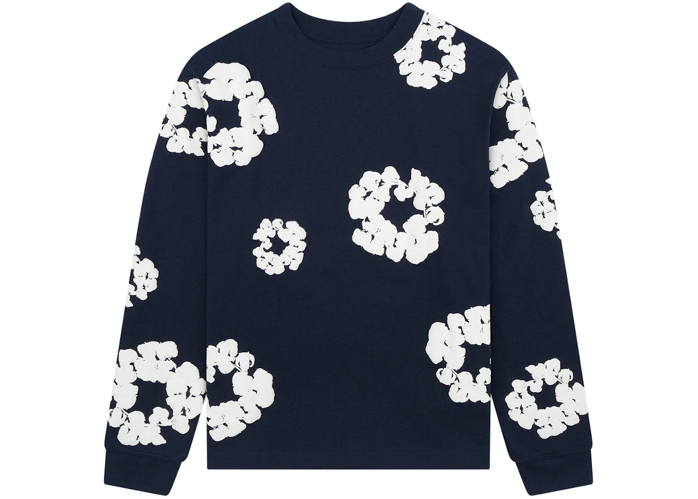 Denim Tears Long Sleeve Cotton Wreath T-shirt-Navy