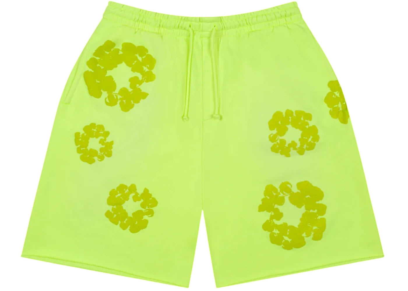 Denim Tears Mono Cotton Wreath Sweat Shorts-Neon Green