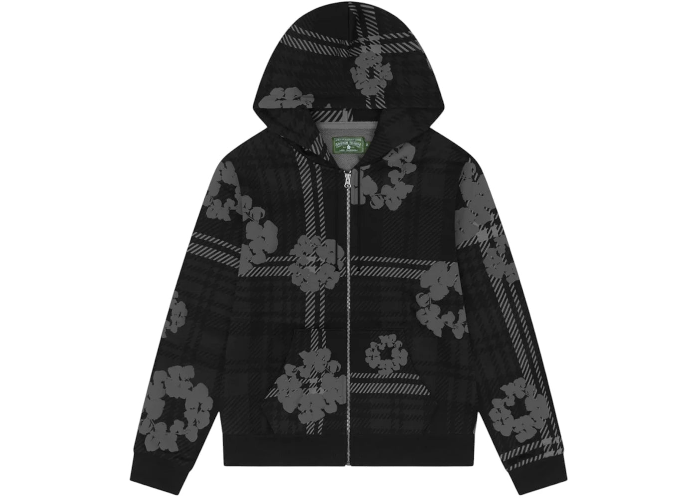 Denim Tears Plaid Cotton Wreath Zip Hoodie-Black