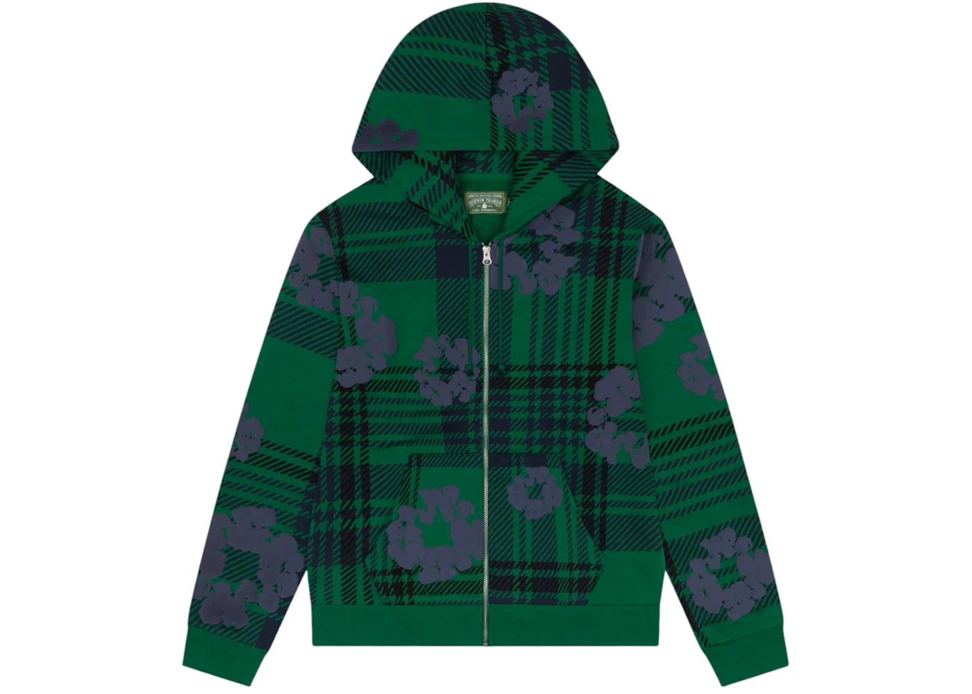 Denim Tears Plaid Cotton Wreath Zip Hoodie Green