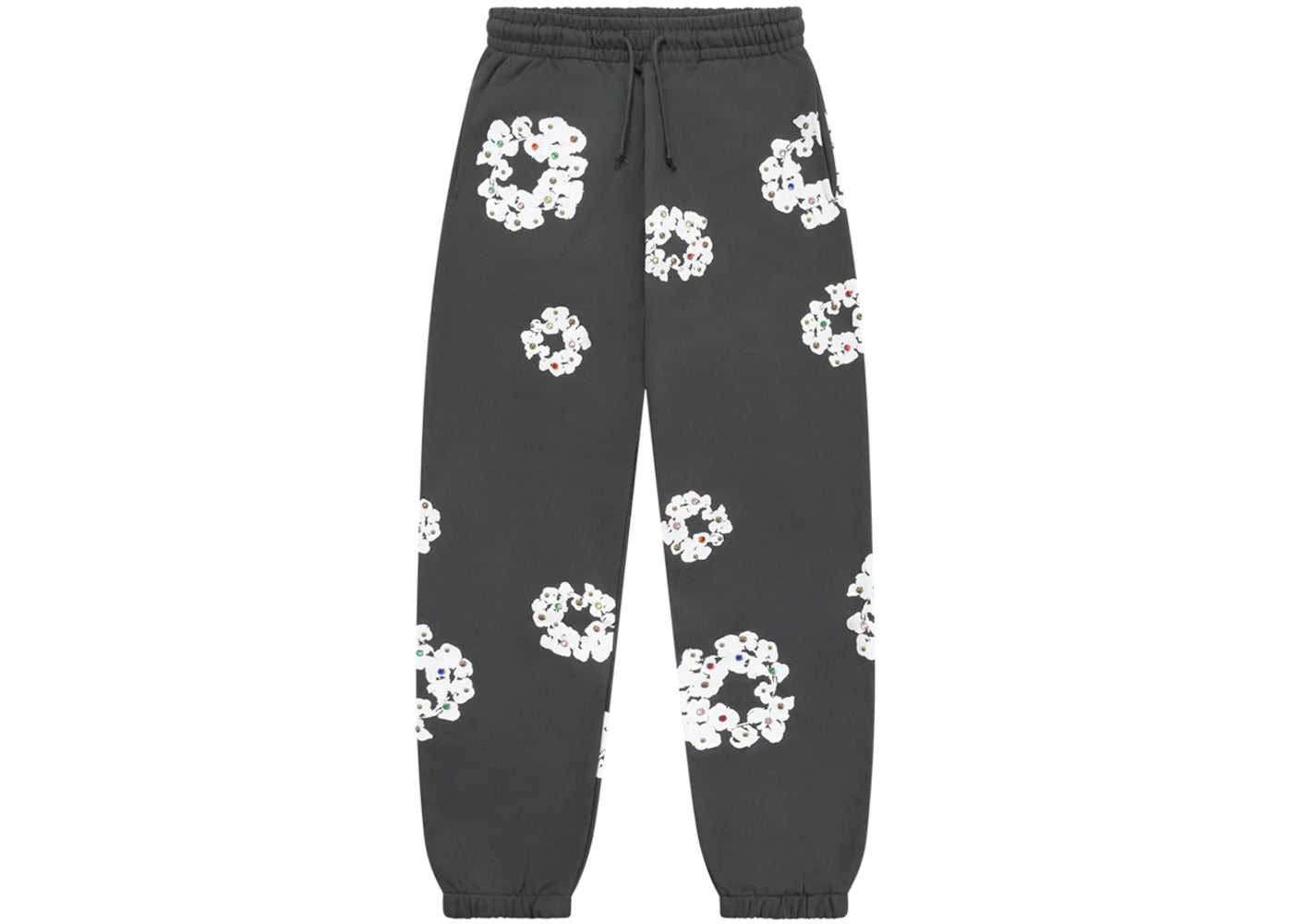 Denim Tears Rhinestone Cotton Wreath Sweatpants-Vintage Black