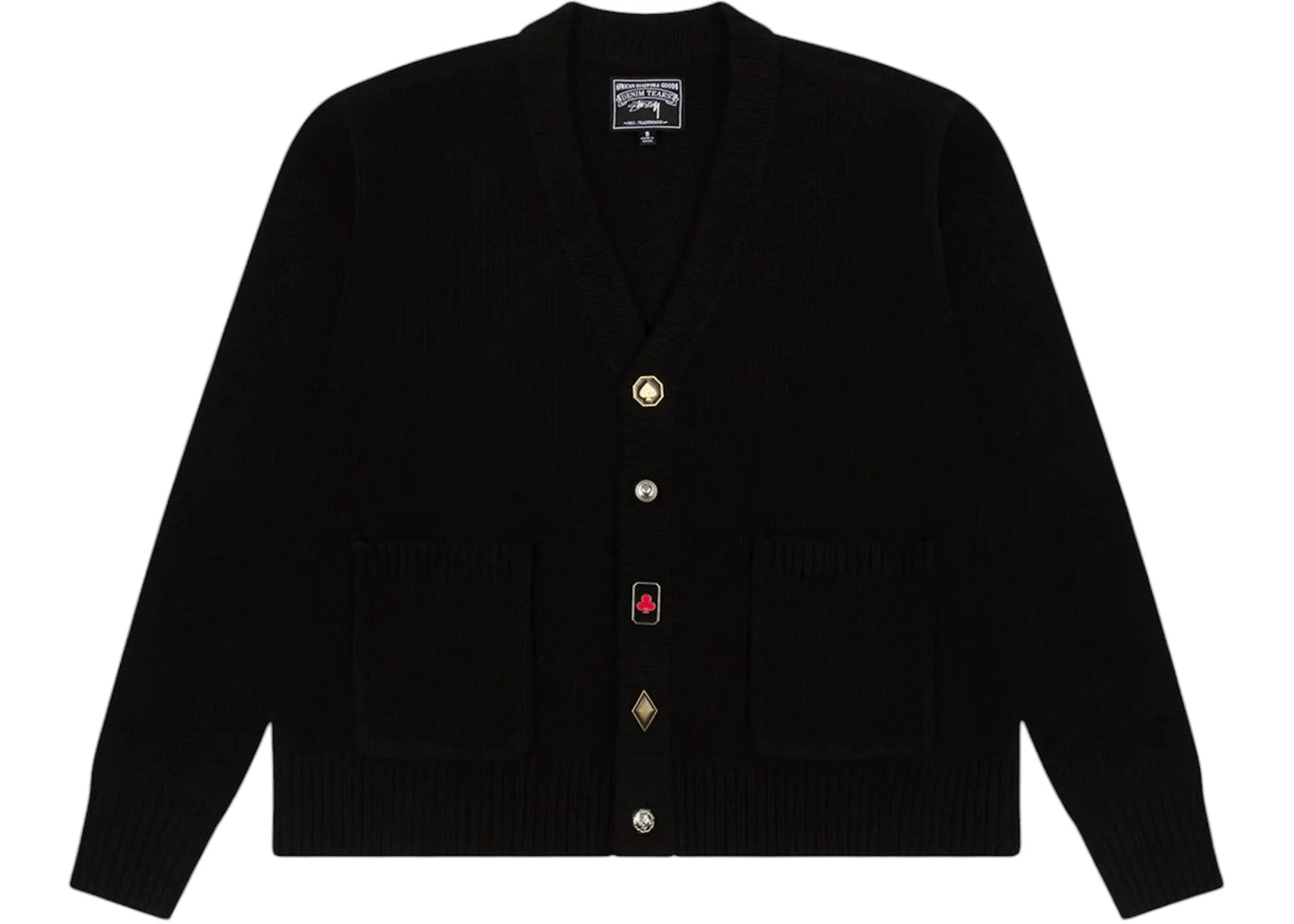 Denim Tears x Stussy Playing Card Suits Cardigan-Black