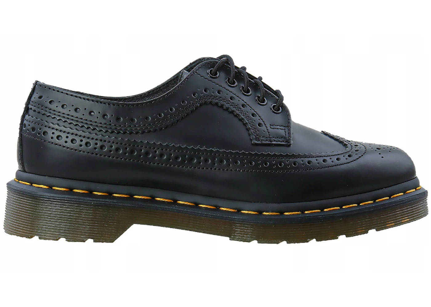 Dr. Martens 3989 Yellow Stitch Smooth Leather Brogue-Black
